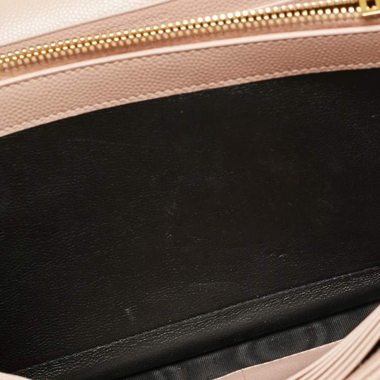 Pre Owned Saint Laurent Cassandre Pink Matelassé Leather Wallet on Chain