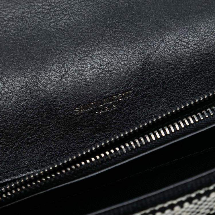 Pre Owned Saint Laurent Paris Black Large Chevron Berber Monogram College Satchel