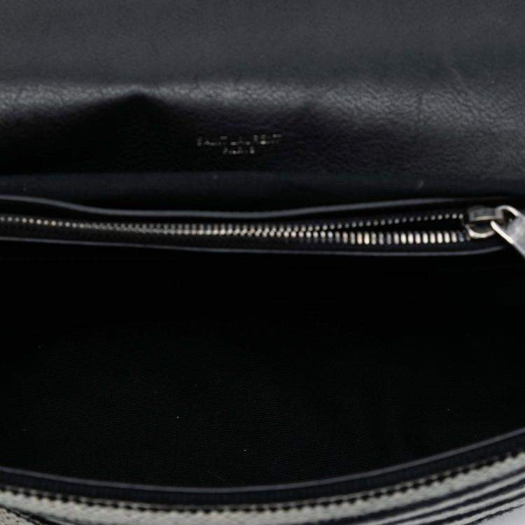 Pre Owned Saint Laurent Paris Black Large Chevron Berber Monogram College Satchel
