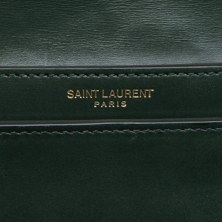 Pre Owned Saint Laurent Paris Green Smooth Calfskin Monogram Cassandra Clasp Bag