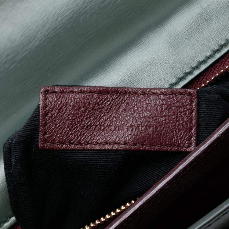 Pre Owned Saint Laurent Paris Green Smooth Calfskin Monogram Cassandra Clasp Bag