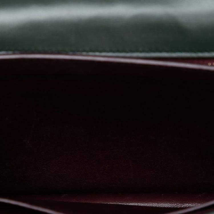 Pre Owned Saint Laurent Paris Green Smooth Calfskin Monogram Cassandra Clasp Bag