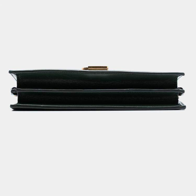 Pre Owned Saint Laurent Paris Green Smooth Calfskin Monogram Cassandra Clasp Bag