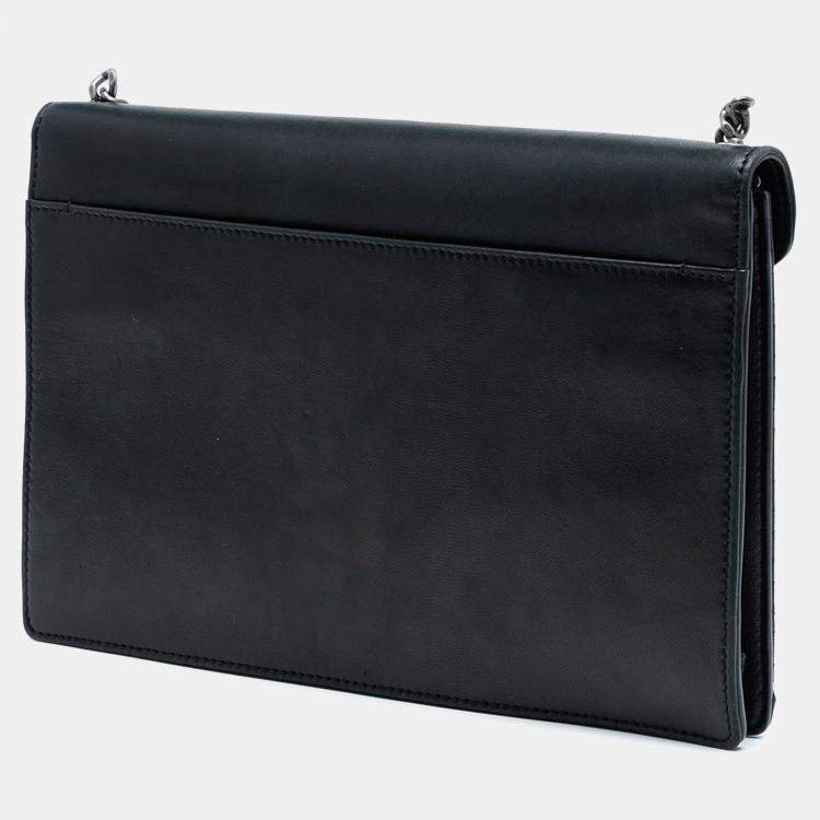 مملوكة مسبقًا Saint Laurent Paris Black Quilted Lambskin Studded Monogram Gaby Shoulder Bag