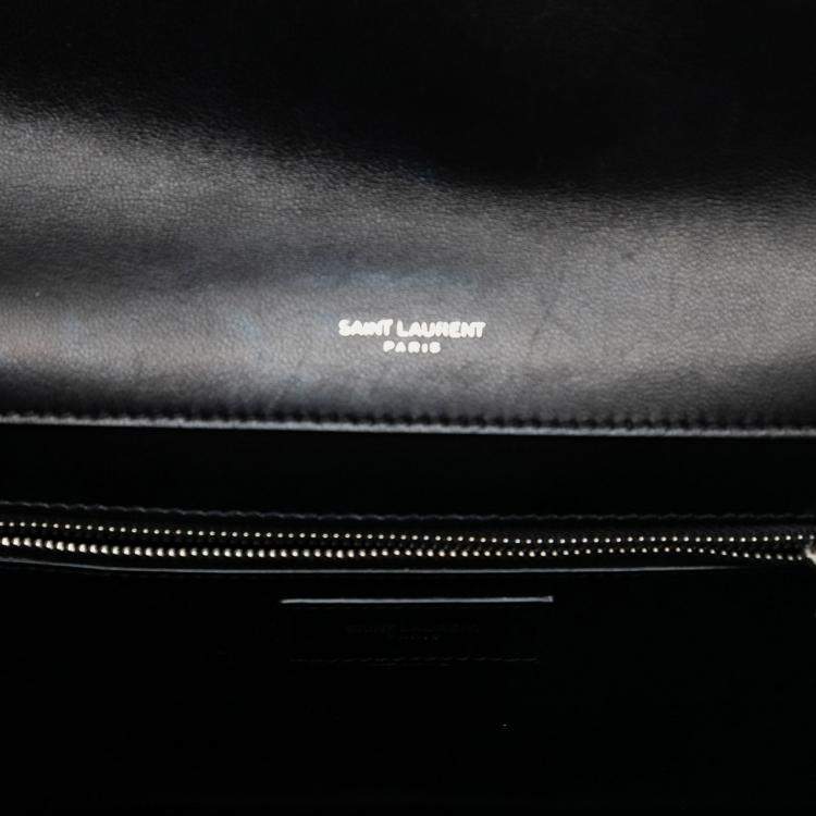 مملوكة مسبقًا Saint Laurent Paris Black Quilted Lambskin Studded Monogram Gaby Shoulder Bag