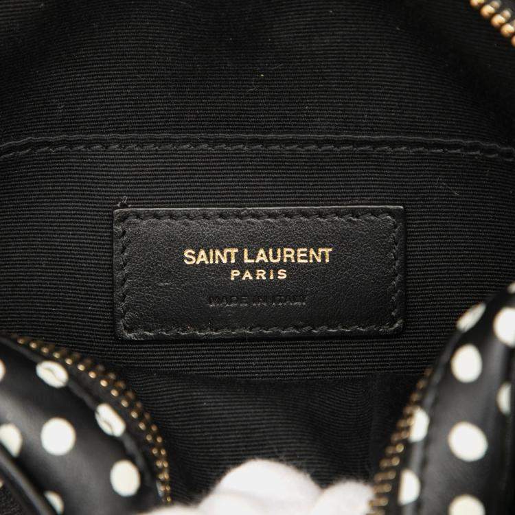 مملوكة مسبقًا Saint Laurent Paris Black Chevron Calfskin Round Vinyle Polka Dot Crossbody