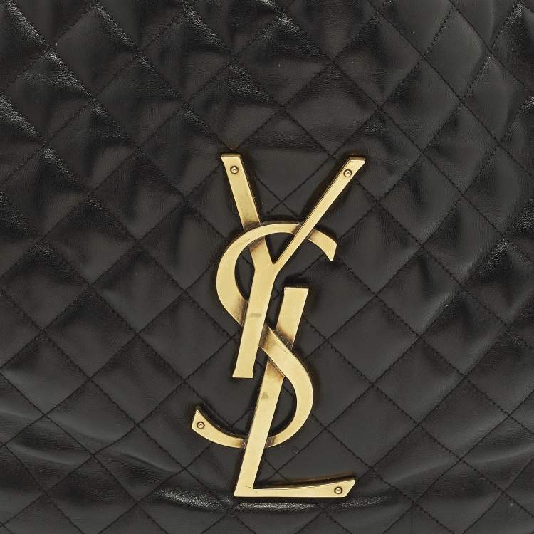 Pre Owned Saint Laurent Icare Maxi Black Quilted Leather Shopping Tote