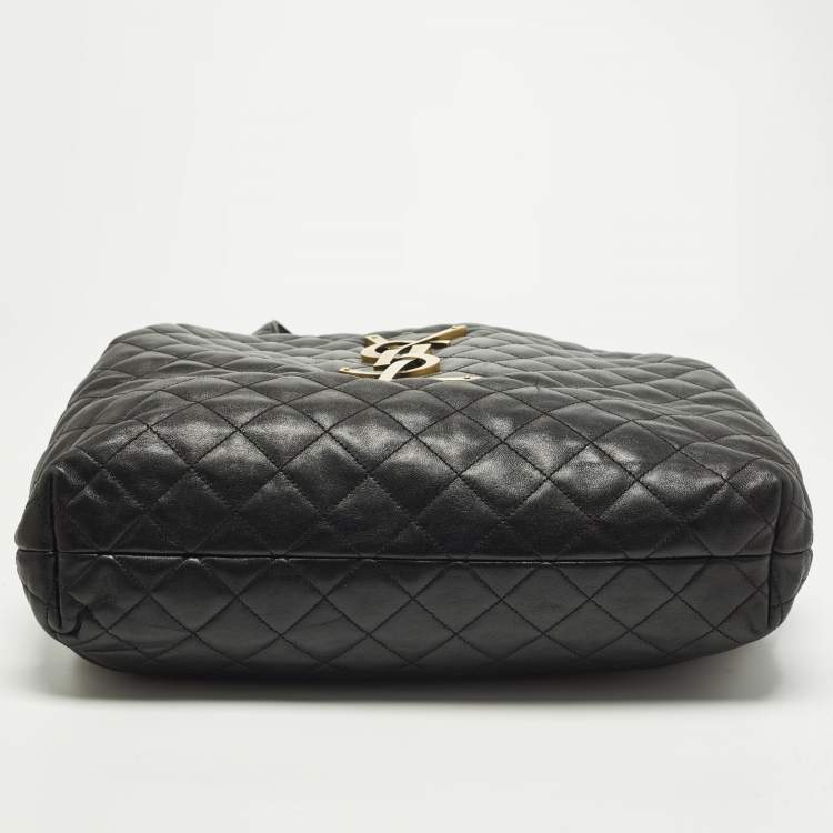 Pre Owned Saint Laurent Icare Maxi Black Quilted Leather Shopping Tote