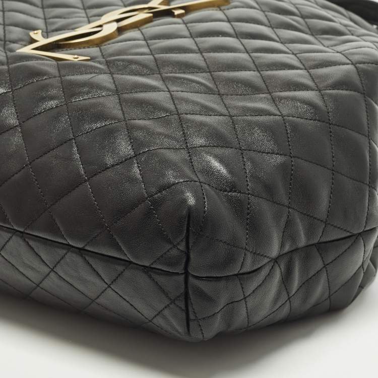 Pre Owned Saint Laurent Icare Maxi Black Quilted Leather Shopping Tote