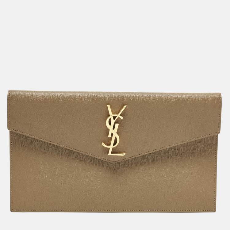 Pre Owned Saint Laurent Uptown Brown Leather Pouch