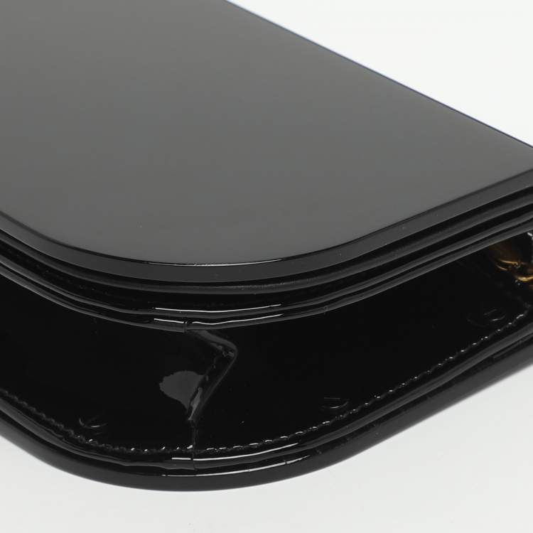 Pre Owned Saint Laurent Paris Mini Black Patent Leather and Plexiglass Chain Clutch Bag