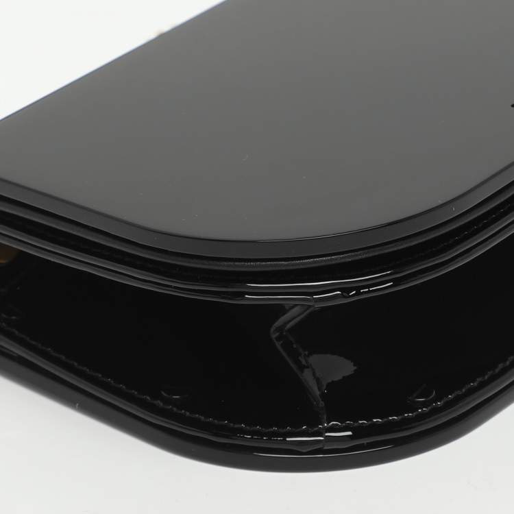 Pre Owned Saint Laurent Paris Mini Black Patent Leather and Plexiglass Chain Clutch Bag