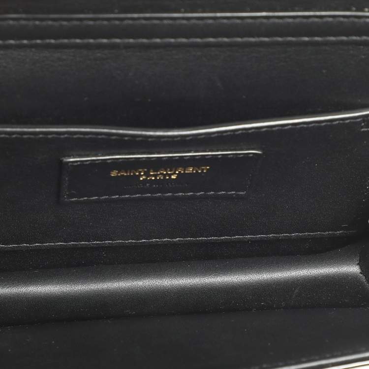 Pre Owned Saint Laurent Paris Mini Black Patent Leather and Plexiglass Chain Clutch Bag