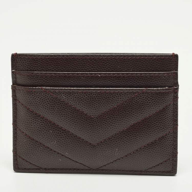 Pre Owned Saint Laurent Cassandre Burgundy Matelasse Leather Card Holder