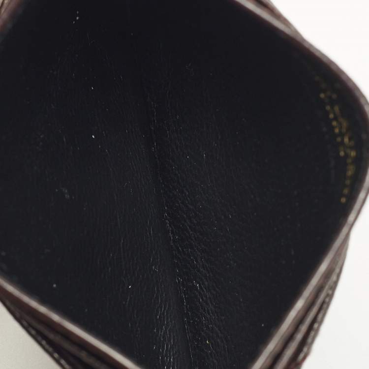 Pre Owned Saint Laurent Cassandre Burgundy Matelasse Leather Card Holder