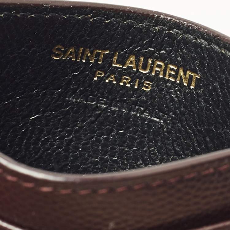 Pre Owned Saint Laurent Cassandre Burgundy Matelasse Leather Card Holder