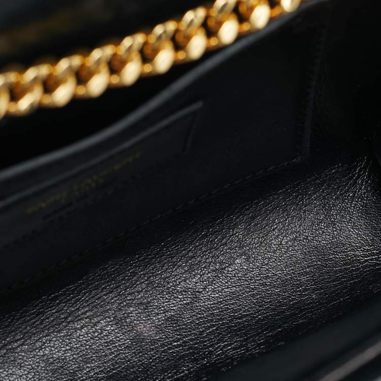Pre Owned Saint Laurent Kate Tassel Small Black Velvet Crossbody Bag