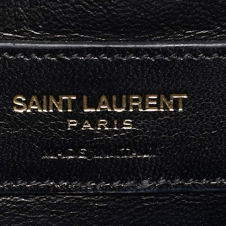 Pre Owned Saint Laurent Kate Tassel Small Black Velvet Crossbody Bag