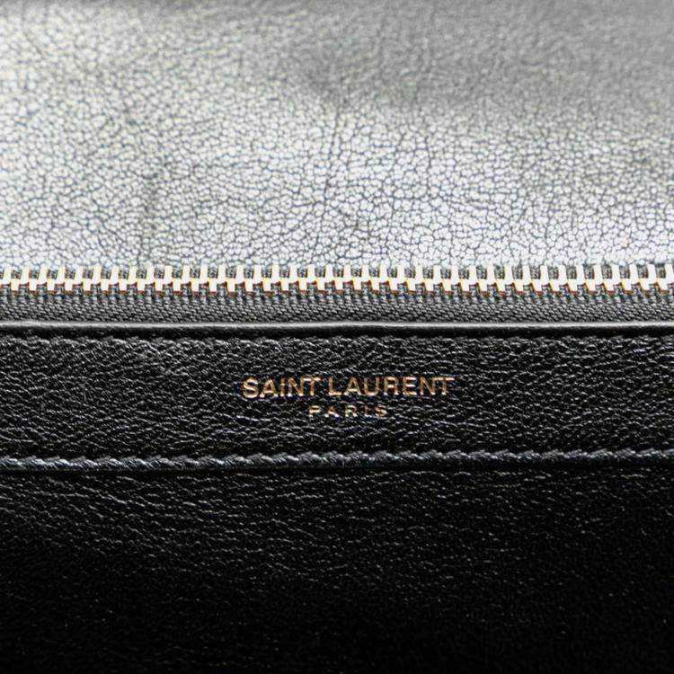 مملوكة مسبقًا Saint Laurent Ysl Monogram V-Stitch Handbag Black Leather