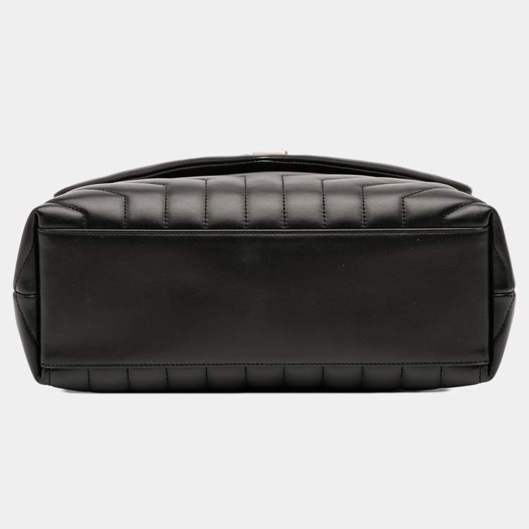 Pre Owned Saint Laurent Paris Black Medium Matelasse Leather LouLou Shoulder Bag
