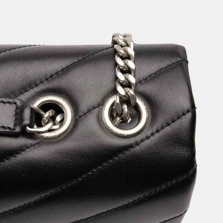 Pre Owned Saint Laurent Paris Black Medium Matelasse Leather LouLou Shoulder Bag