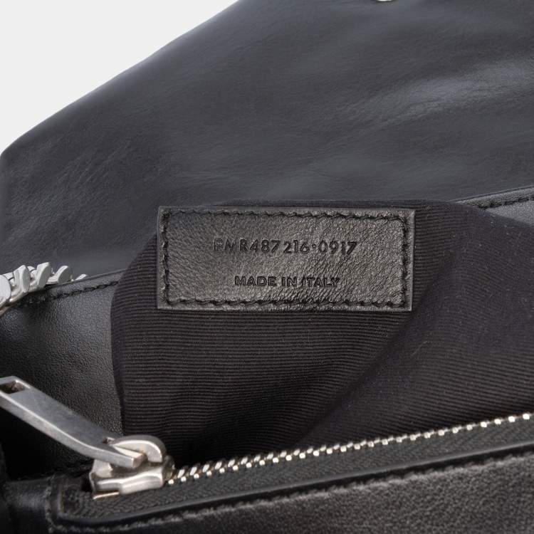 Pre Owned Saint Laurent Paris Black Medium Matelasse Leather LouLou Shoulder Bag