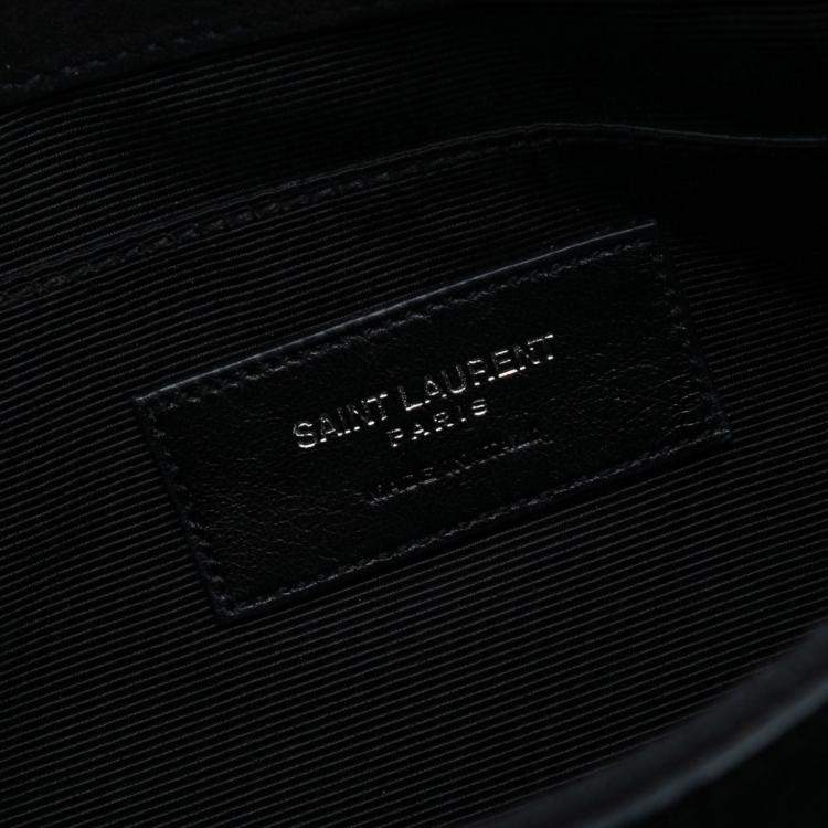 مملوكة مسبقًا Saint Laurent Paris Black Suede Monogram Fringe Crossbody