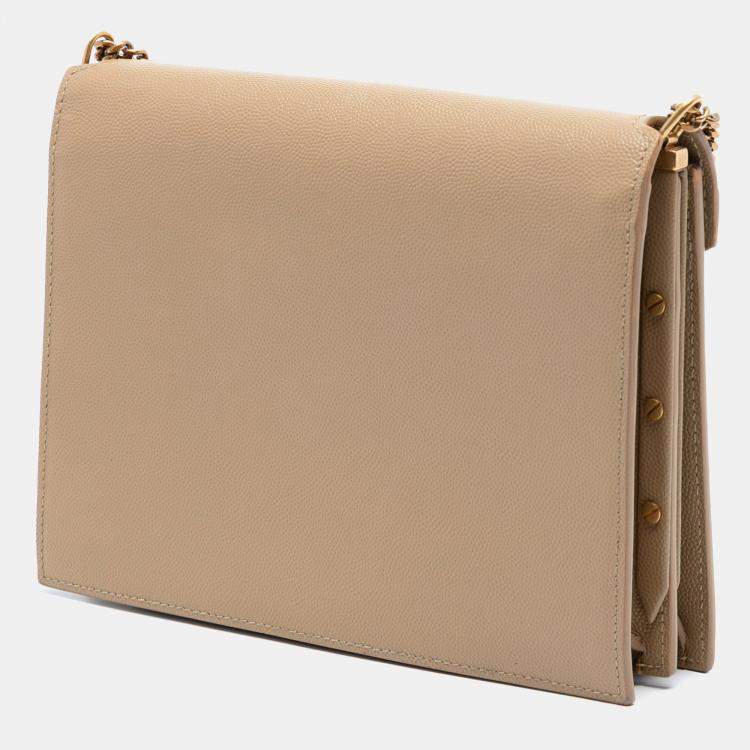 مملوكة مسبقًا Saint Laurent Paris Brown Grain De Poudre Monogram Cassandra Chain Wallet