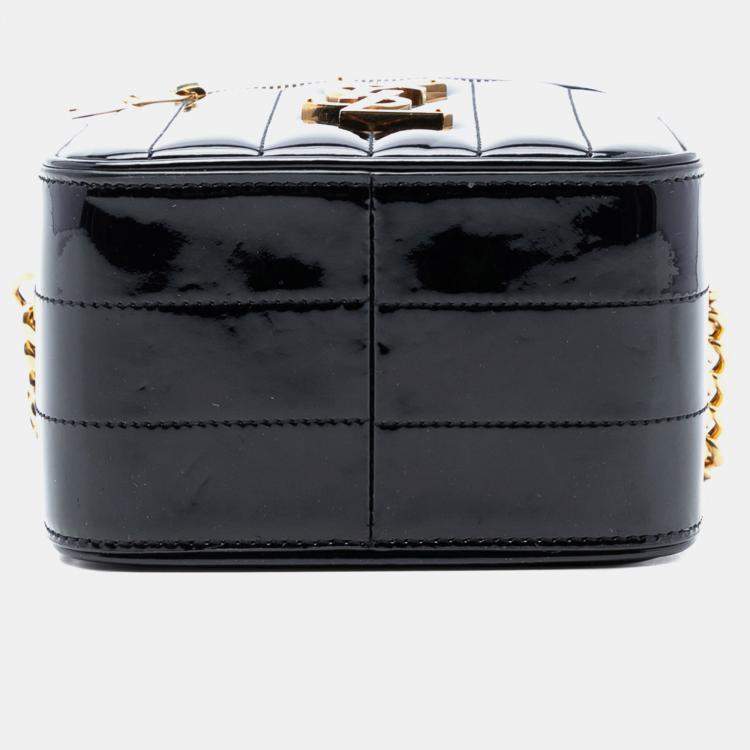Pre Owned Saint Laurent Paris Black Patent Vicky Vanity Bag