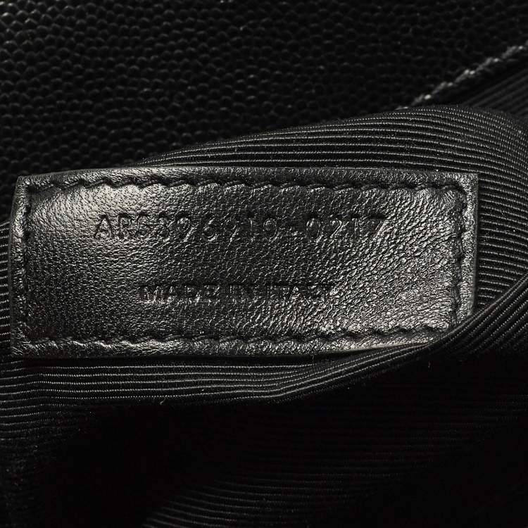 Pre Owned Saint Laurent Monogram Envelope Large Black Mixed Quilted Leather Shoulder Bag