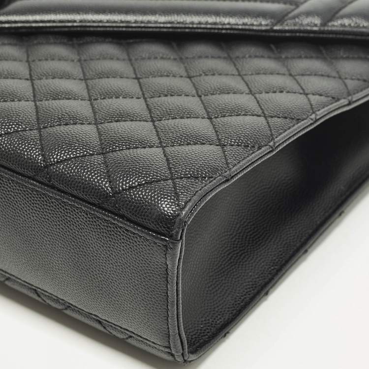 Pre Owned Saint Laurent Monogram Envelope Large Black Mixed Quilted Leather Shoulder Bag