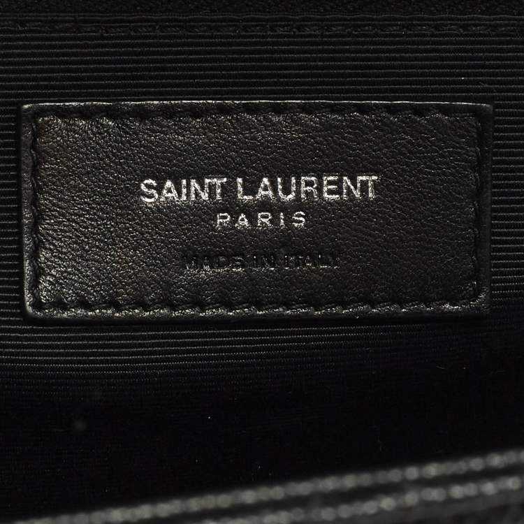 Pre Owned Saint Laurent Monogram Envelope Large Black Mixed Quilted Leather Shoulder Bag