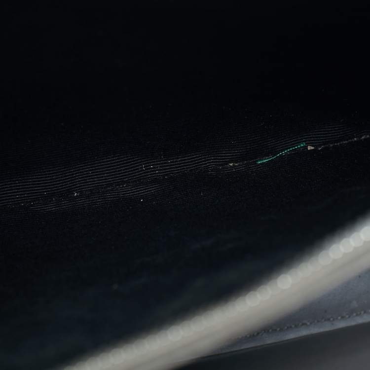 Pre Owned Saint Laurent Classic Sac De Jour Small Grey Croc Embossed Leather Tote