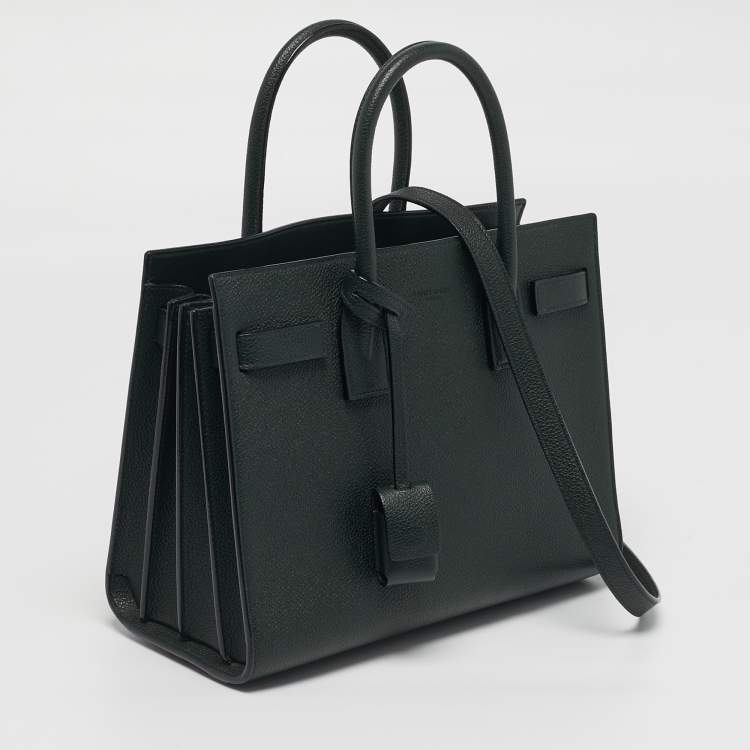 Pre Owned Saint Laurent Classic Sac De Jour Baby Dark Green Leather Tote