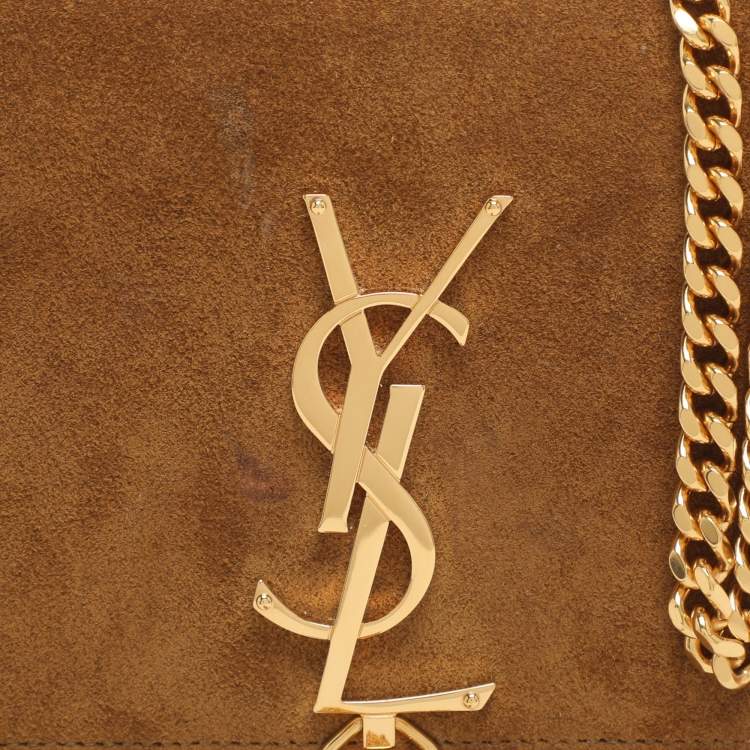 Pre Owned Saint Laurent Paris Kate Small Khaki Suede Shoulder Bag