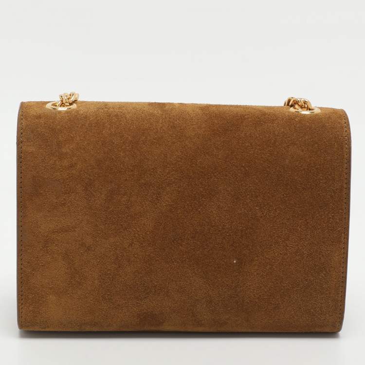 Pre Owned Saint Laurent Paris Kate Small Khaki Suede Shoulder Bag