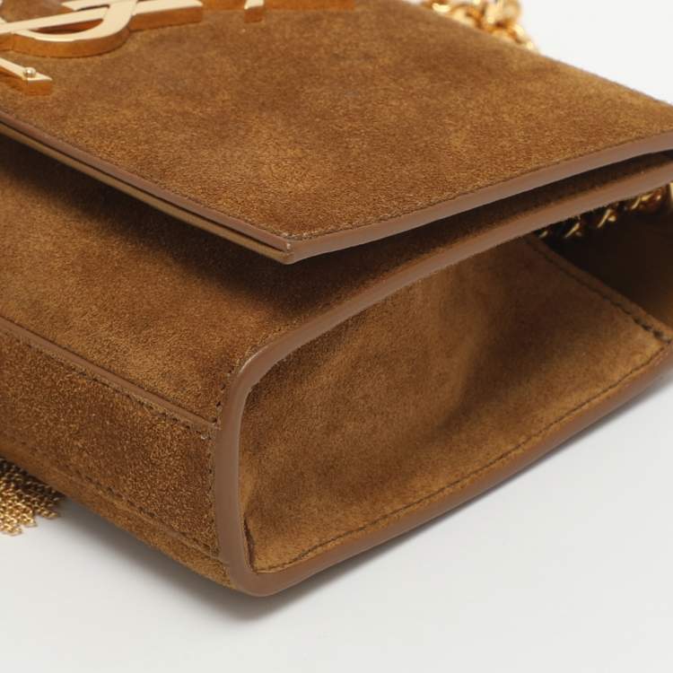 Pre Owned Saint Laurent Paris Kate Small Khaki Suede Shoulder Bag