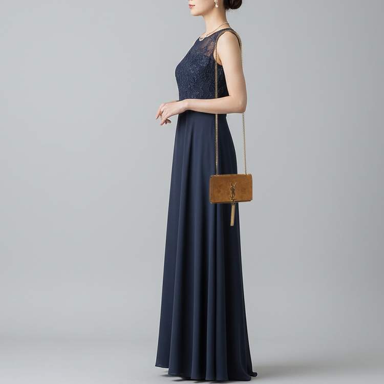 Pre Owned Saint Laurent Paris Kate Small Khaki Suede Shoulder Bag