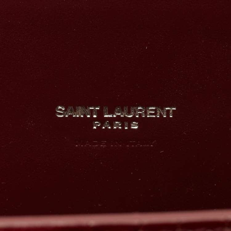 Pre Owned Saint Laurent Classic Sac De Jour Baby Dark Red Croc Embossed Leather Tote