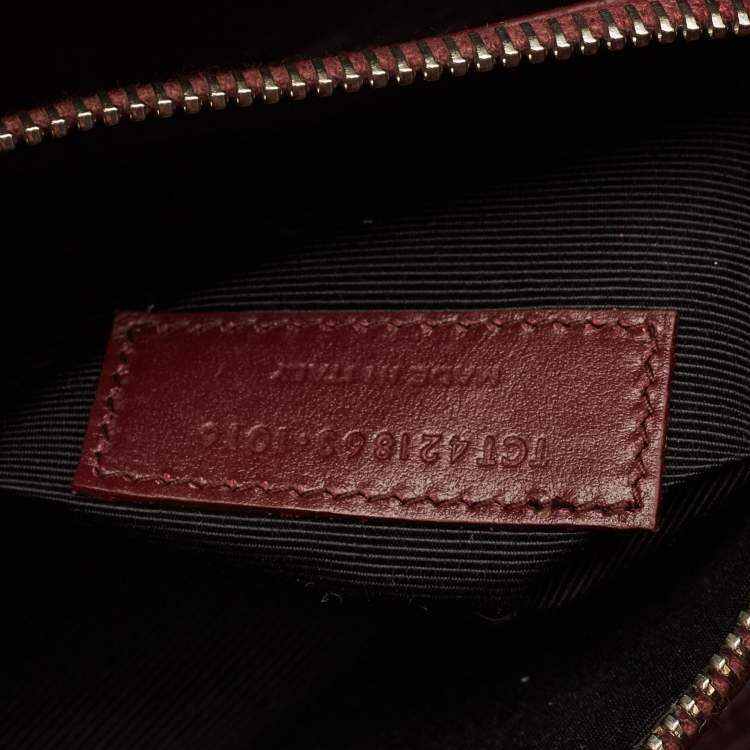 Pre Owned Saint Laurent Classic Sac De Jour Baby Dark Red Croc Embossed Leather Tote