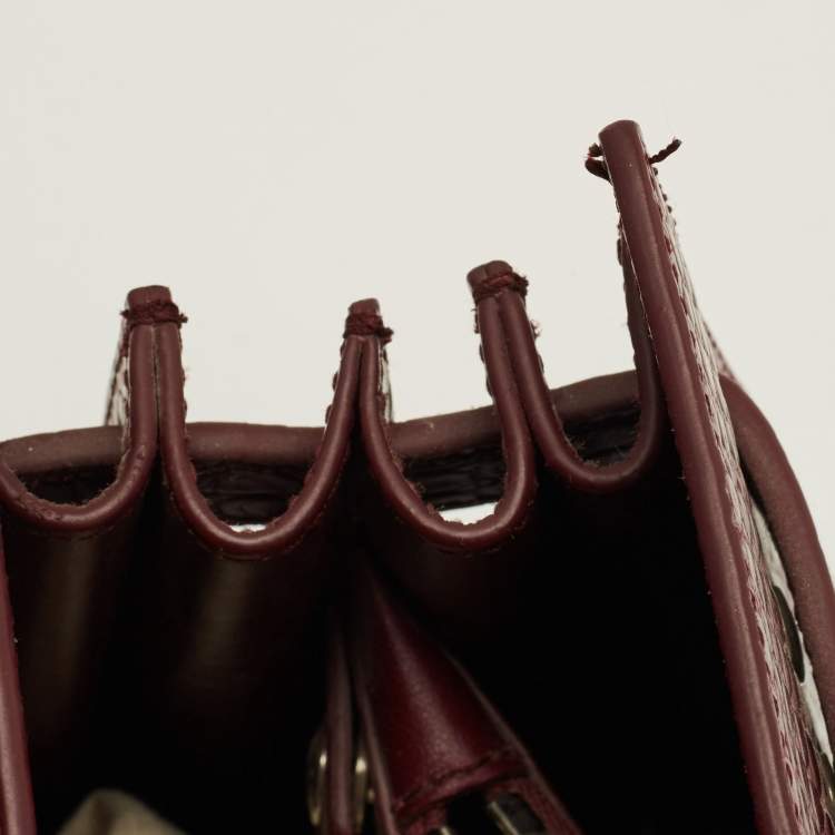 Pre Owned Saint Laurent Classic Sac De Jour Baby Dark Red Croc Embossed Leather Tote