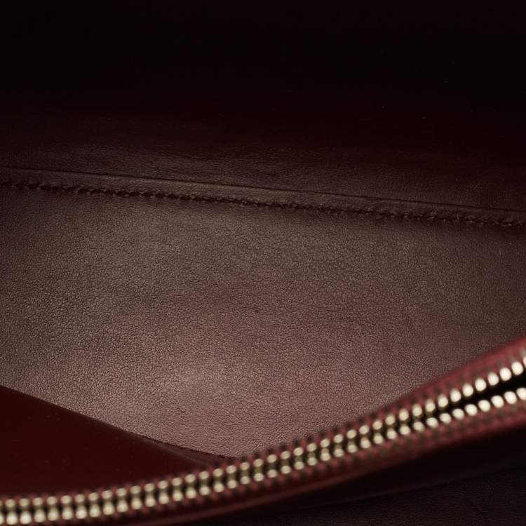 Pre Owned Saint Laurent Classic Sac De Jour Baby Dark Red Croc Embossed Leather Tote