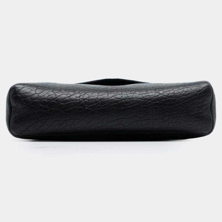 Pre Owned Saint Laurent Paris Black Lambskin Monogram Cassandre Envelope Messenger Bag