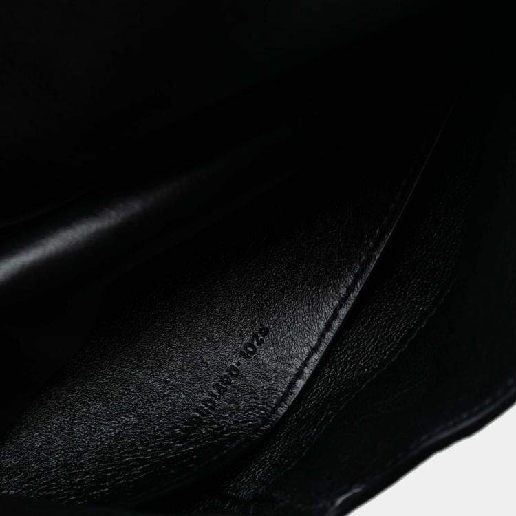 Pre Owned Saint Laurent Paris Black Lambskin Monogram Cassandre Envelope Messenger Bag