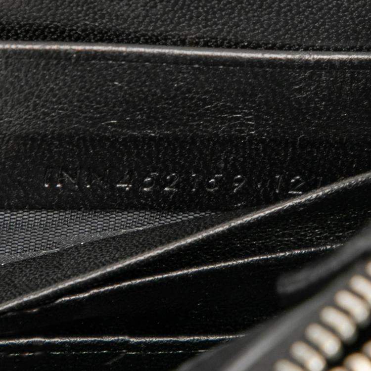 Pre Owned Saint Laurent Paris Black Croc Embossed Leather Monogram Kate Tassel Wallet on Chain