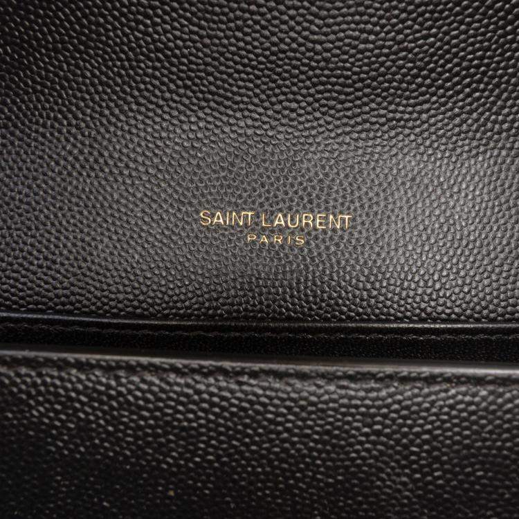 Pre Owned Saint Laurent Paris Black Grain De Poudre Monogram Cassandra Chain Wallet