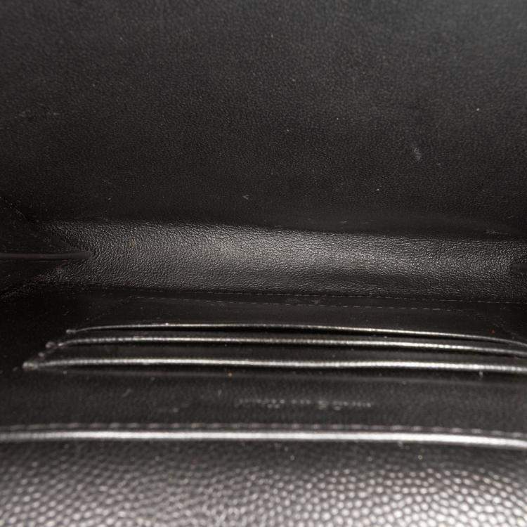 Pre Owned Saint Laurent Paris Black Grain De Poudre Monogram Cassandra Chain Wallet