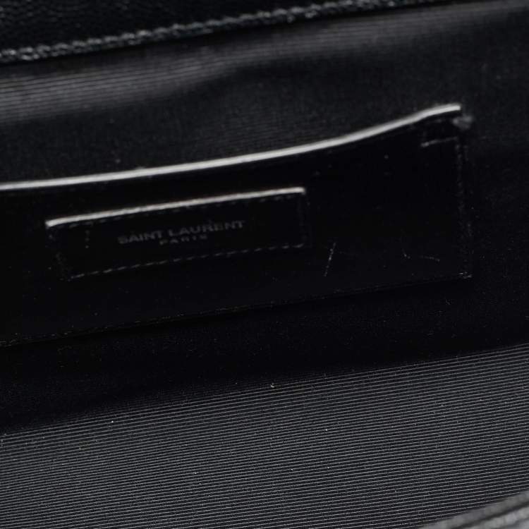 Pre Owned Saint Laurent Envelope Medium Black Mix Matelassé Leather Chain Bag