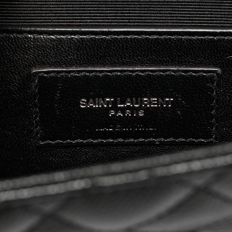 Pre Owned Saint Laurent Envelope Medium Black Mix Matelassé Leather Chain Bag