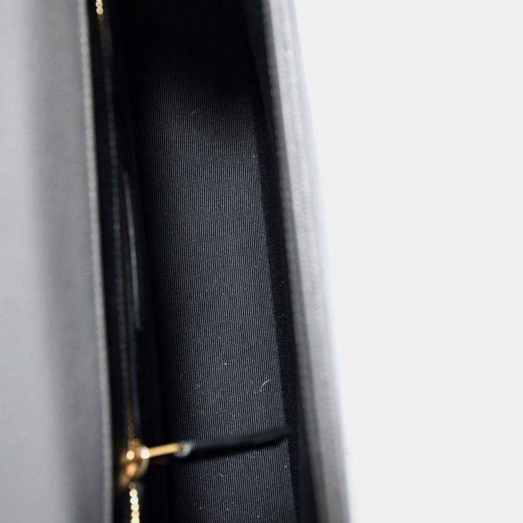 Pre Owned Saint Laurent Grey Chevron Leather Envelope Large Chain Shoulder Bag